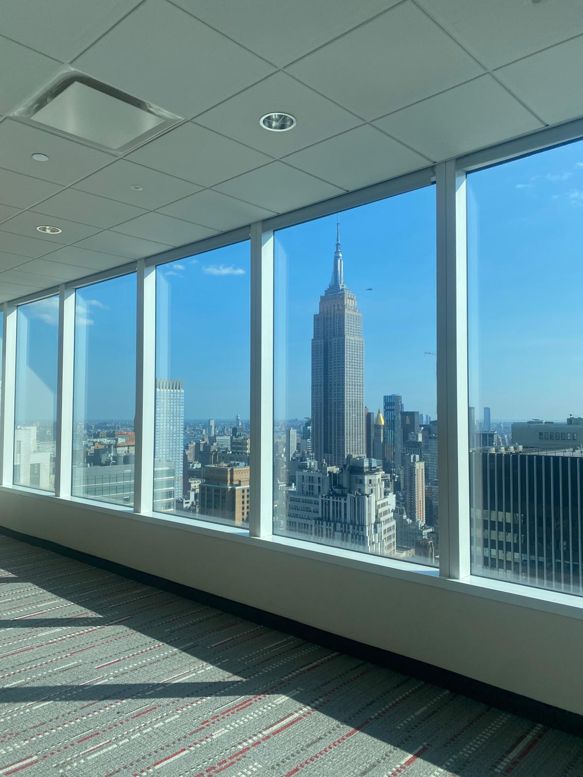 mixed use high rise buildings through office window